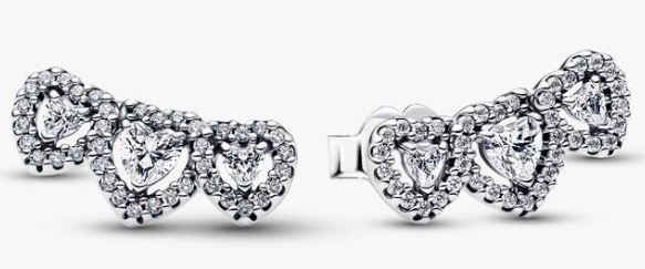 [294411C01] Pendientes stud corazón triple Pandora
