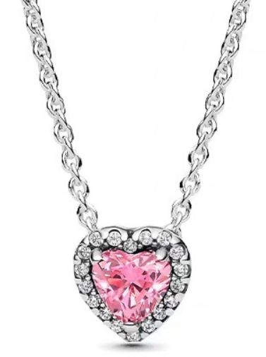 [398425C02-45] Collar Pandora Corazón Rosa Halo 45cm