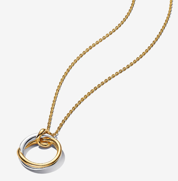 [363882C00] Collar Pandora Aros Entrelazados Bicolor Liso