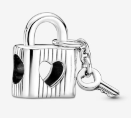 [CH268] Charm candado corazón con llave colgante Pandora