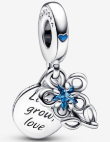 [P824] Charm colgante flor azul y disco Live Grow Love