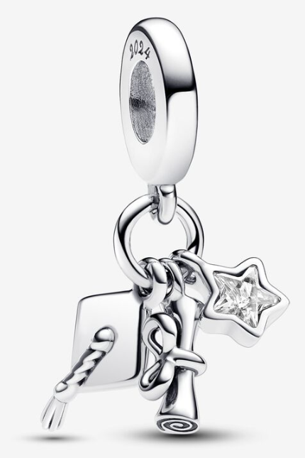 [793240C01] Charm Pandora graduación birrete diploma y estrella