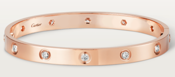 [TGKT-B07] Brazalete rígido Cartier Love oro rosa pavé circonias