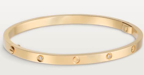 [TGKT-B14] Brazalete delgado Cartier Love oro amarillo dos circonias