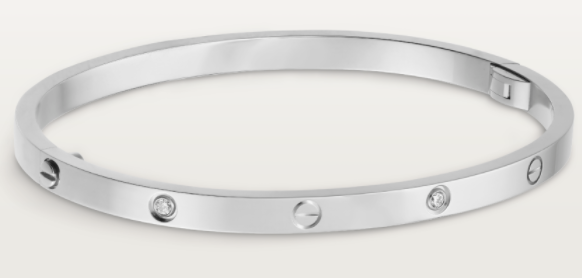 [TGKT-B15] Brazalete delgado Cartier Love platino dos circonias
