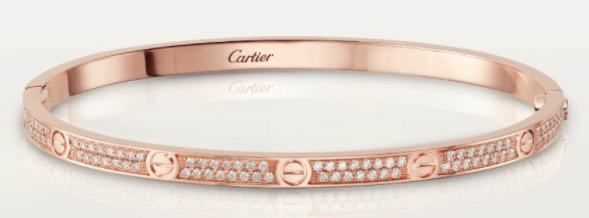 [TGKT-B19] Brazalete delgado Cartier Love oro rosa pavé circonias