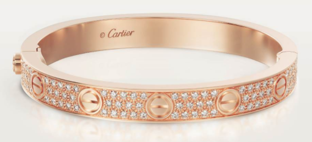 [TGKT-B22] Brazalete rígido Cartier Love pavé oro rosa