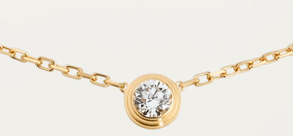 [TGKT-N08] Collar Cartier solitario piedra única oro champán