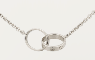 [TGKT-N24] Collar Cartier Love aros entrelazados lisos platino