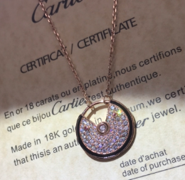 [TGKT-N25] Collar Cartier medallón redondo pavé oro rosa