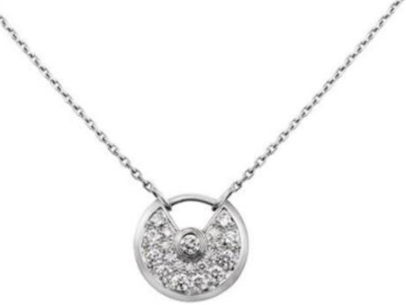 Collar Cartier medallón redondo pavé platino