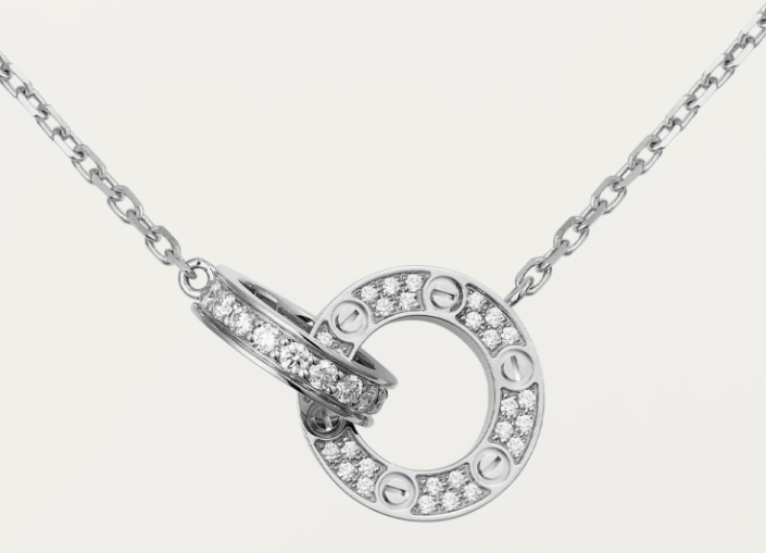 [TGKT-N28] Collar Cartier Love aros pavé platino
