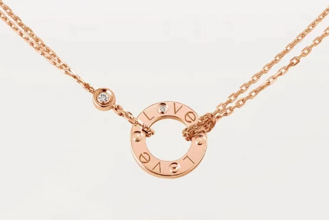 [TGKT-N36] Collar Cartier Love círculo oro rosa cadena doble