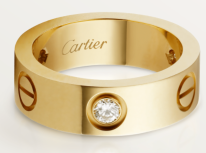 [TGKT-R25] Anillo Cartier Love dorado banda ancha