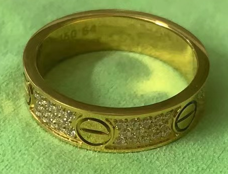 Anillo Cartier Love pavé oro banda ancha