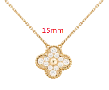 [VC-XL31] Collar Van Cleef Alhambra Trébol Pavé 15mm
