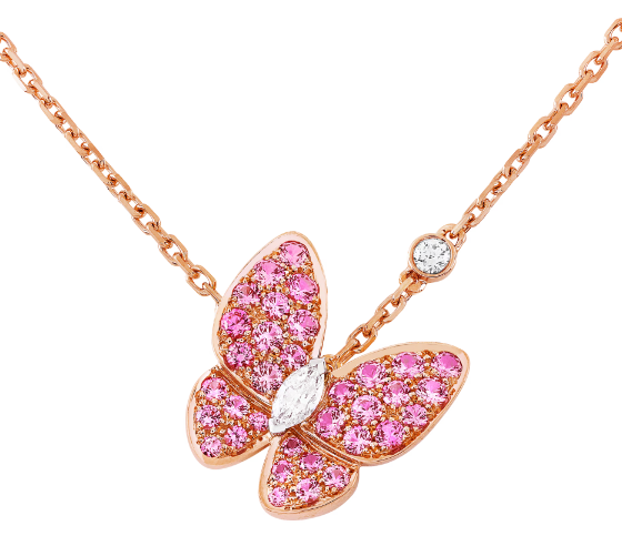 Collar Van Cleef Dos Mariposas Pavé Rosa