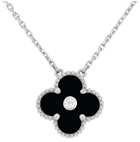 [VC-XL63] Collar Van Cleef Alhambra Trébol Negro 15mm