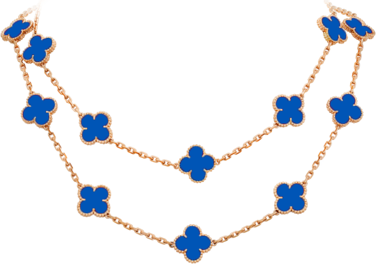 Collar Van Cleef Alhambra 20 Motivos Piedra Azul Oro Rosa
