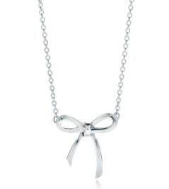 [N0036] Collar Tiffany lazo moño plata pulida