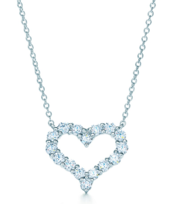 [N0132] Collar Tiffany corazón pavé medium cadena lisa