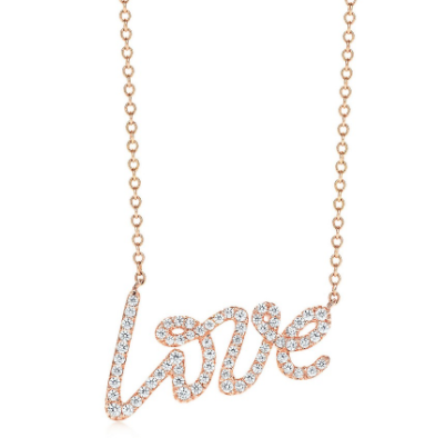[N0040-1] Collar Tiffany palabra Love pavé oro rosa