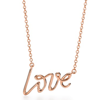 Collar Tiffany Love Script Liso Oro Rosa