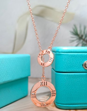 [N0052-1] Collar Tiffany Atlas Numerales Romanos Oro Rosa