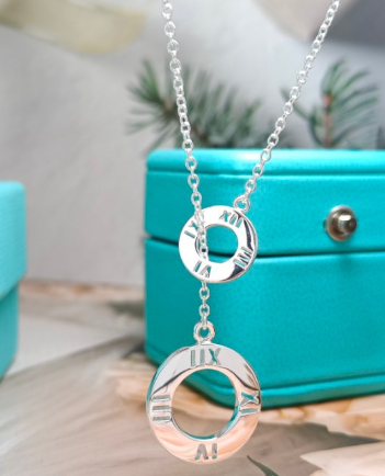 [N0052-2] Collar Tiffany Atlas Numerales Romanos Plata