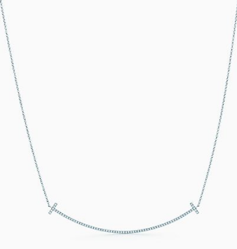 [TXL-18] Collar Tiffany T Smile Pavé Fino Cadena Veneciana Tono Plateado
