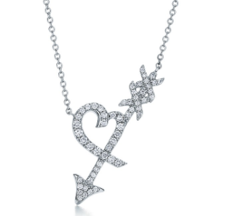 [N0063-1] Collar Tiffany Corazón y Flecha XO Pavé Plata