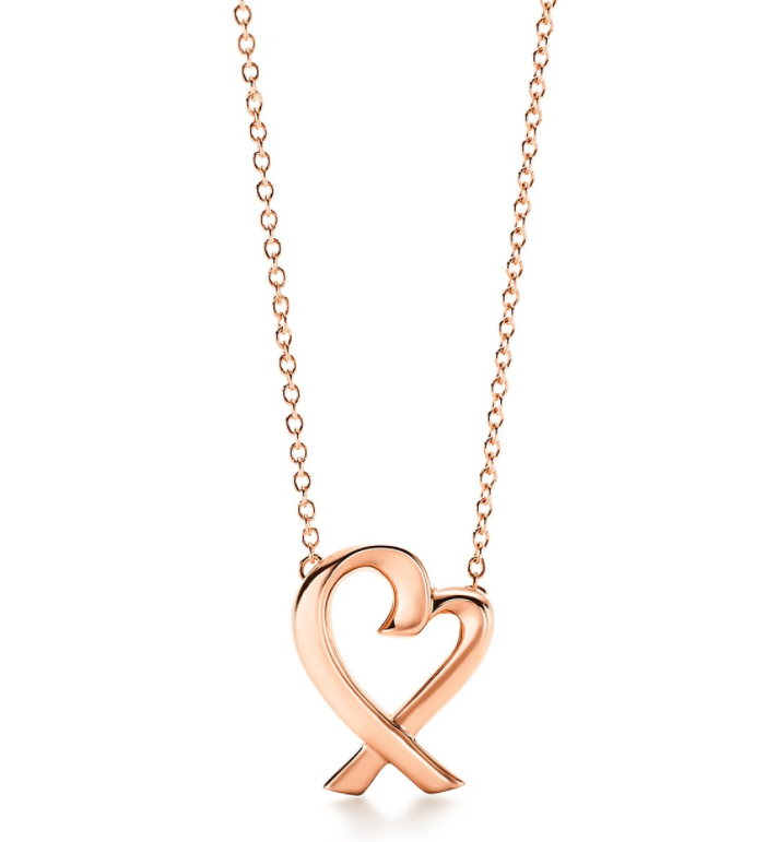 [N0066-1] Collar Tiffany Corazón Cruzado Liso Oro Rosa