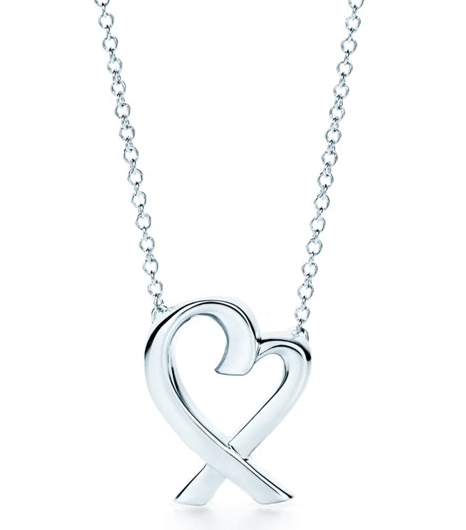 [N0066-2] Collar Tiffany Corazón Cruzado Liso Plata