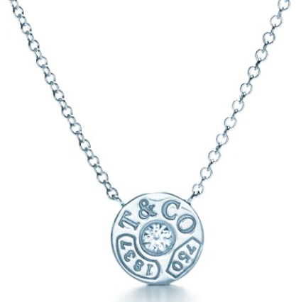 [TIFN197] Collar Tiffany medalla circular T&Co piedra blanca