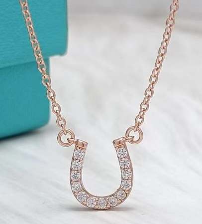 [N0085-1] Collar Tiffany Herradura Pavé Oro Rosa