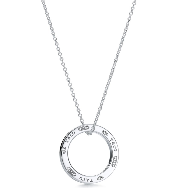 [N0101] Collar aro doble grabado T&CO 1837 plata