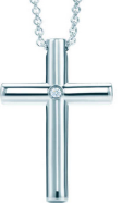 [N0102] Collar cruz de barras con circonia plata