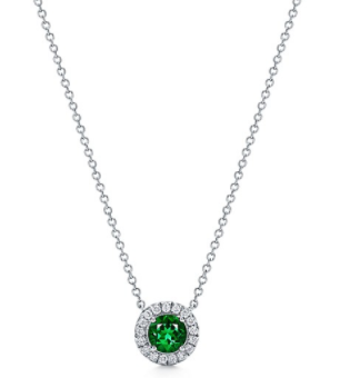 Collar halo circonia verde plata
