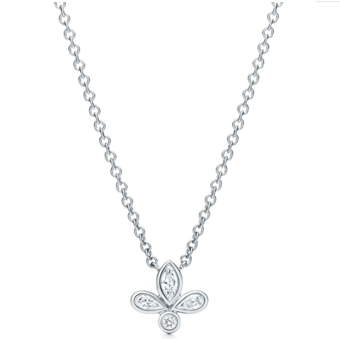 [N0105-1] Collar trébol tres pétalos circonias plata