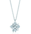 Collar cruce X racimos de circonias plata