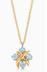 [N0107-3] Collar cruce X racimos de circonias tono dorado