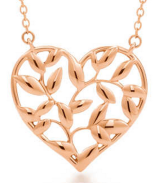 [N0113-1] Collar corazón calado hojas oro rosa