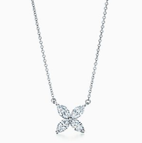 [N0116-1] Collar Tiffany Victoria flor mini circonias plata