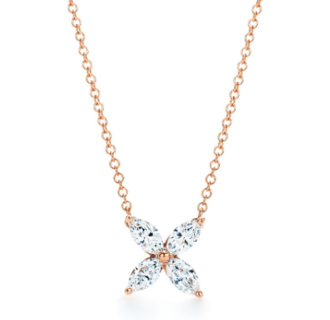 [N0116-2] Collar Tiffany Victoria flor mini oro rosa