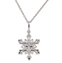 Collar copo de nieve liso plata 925