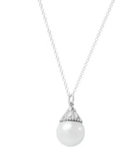 [N0147-1] Collar perla capuchón calado plata 925