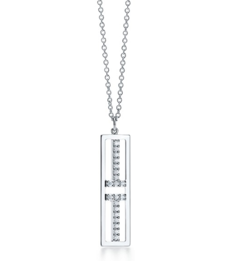 [N0183] Collar Tiffany T True vertical pavé doble T