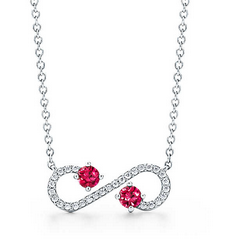 [N0185] Collar infinito plata 925 pavé y piedras rosas