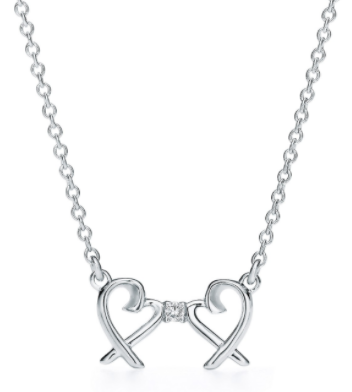 [N0198-2] Collar doble corazón entrelazado plateado con circonia