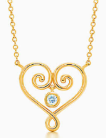 [N0205] Collar Tiffany Corazón Volutas Oro con Piedra